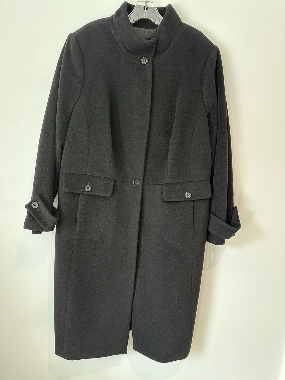 Talbots mid-length black wool-blend coat 16W